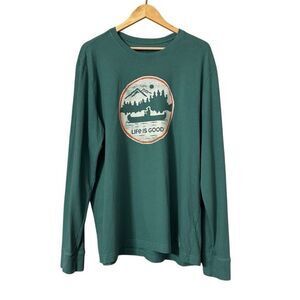 Life is good canoe coin long sleeve crusher tee spruce green men’s  size XL